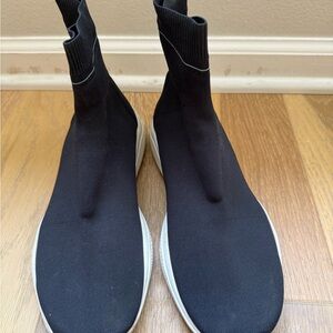 Prada Black Knit Sock Sneakers with White Soles